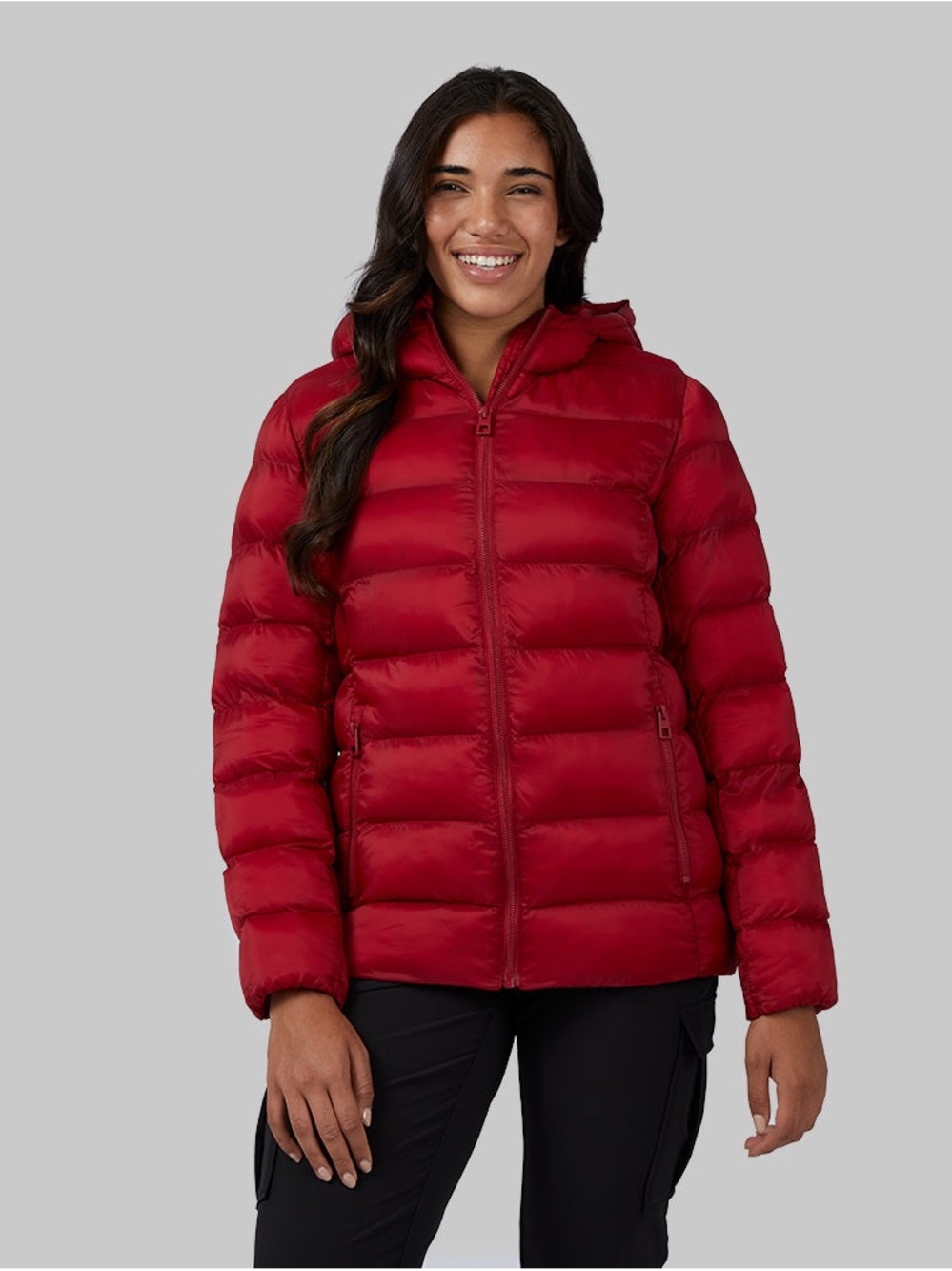 32 Heat Women's Hooded Red Quilted Puffer Jacket Premium duck down size M
